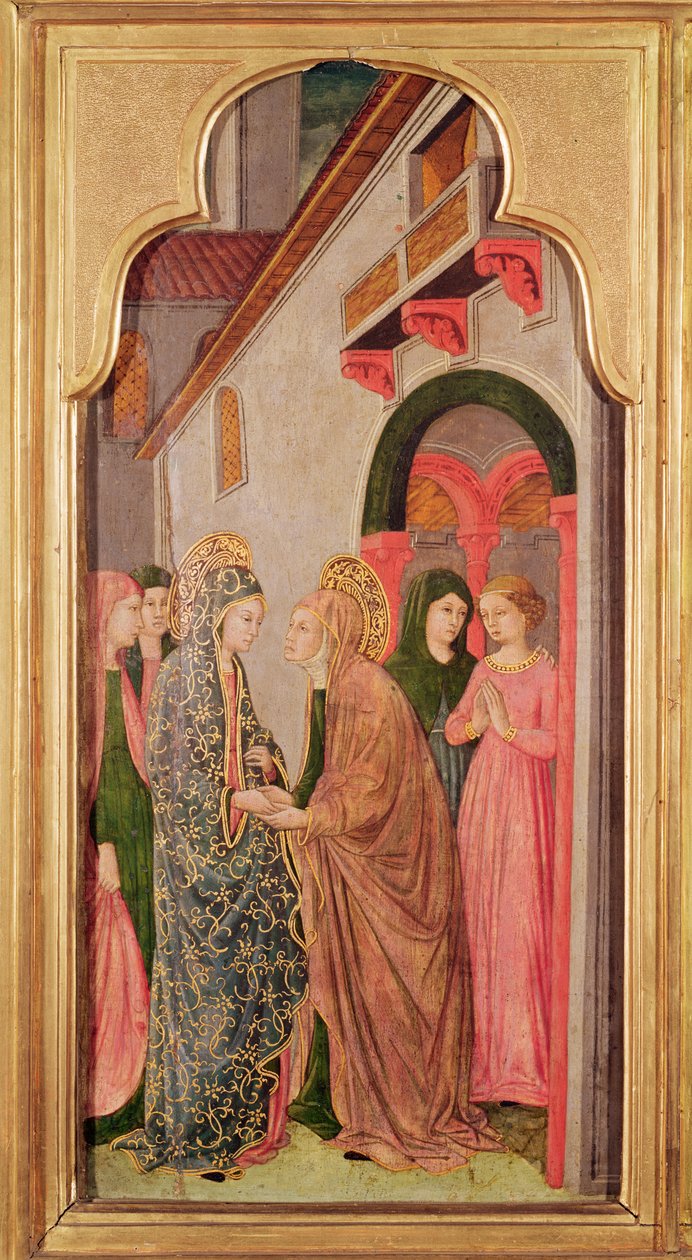 The Visitation, från en altartavla som visar scener ur Jungfruns liv, ca 1445 av Giovanni Francesco da Rimini