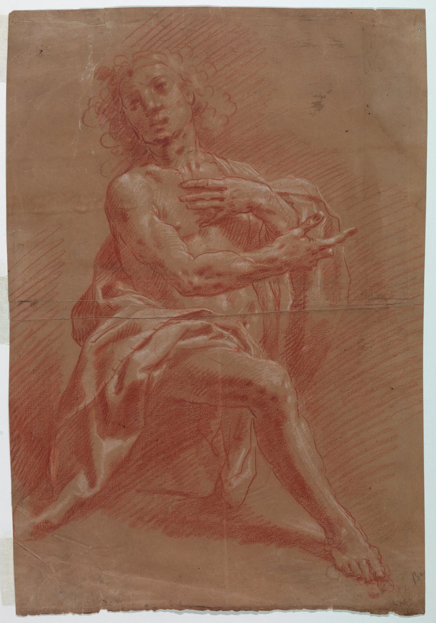 Kneeling man, för en tillbedjan av herdarna av Giovanni Giacomo Barbelli