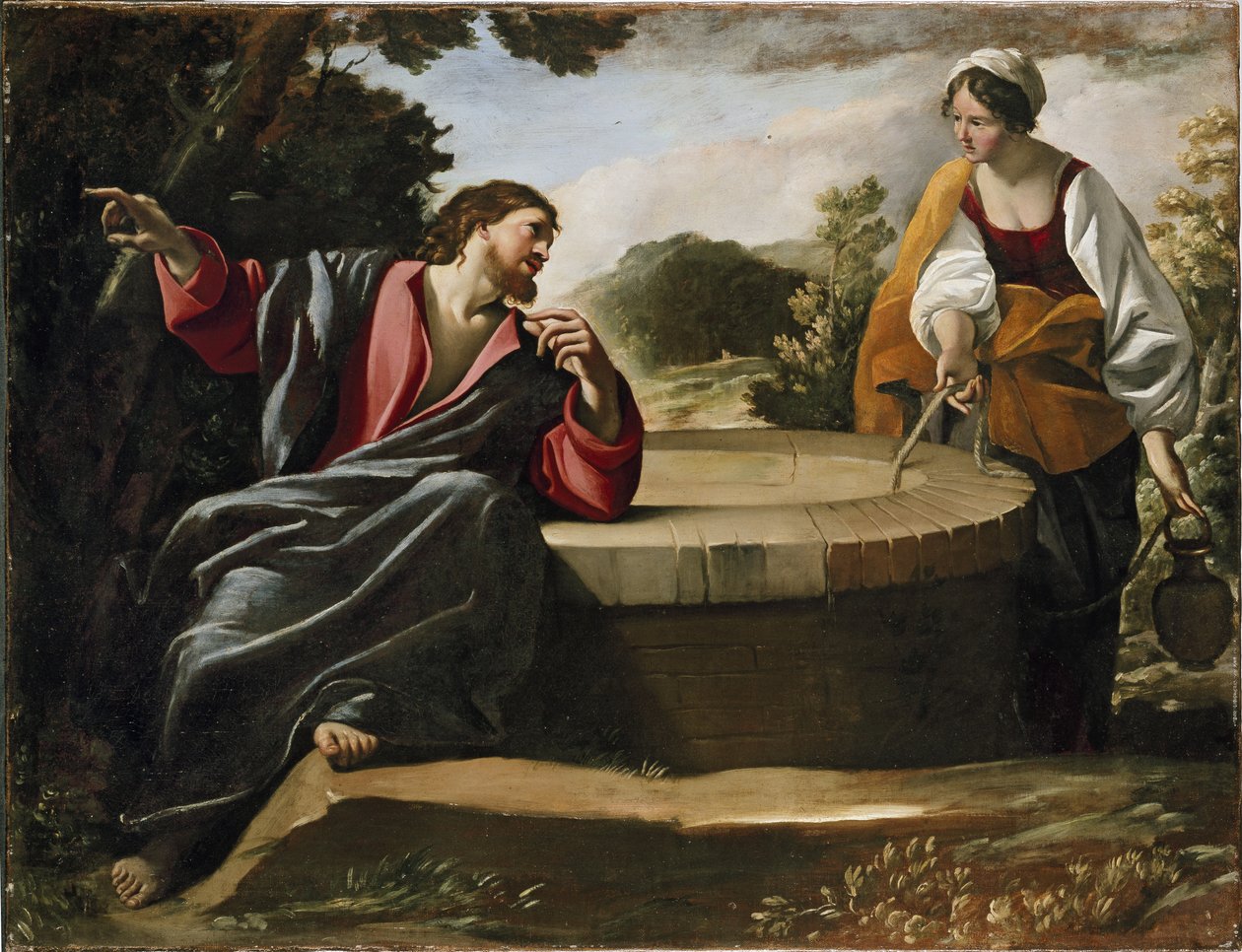 Kristus och kvinnan från Sarnaca, 1600-talet av Giovanni Lanfranco