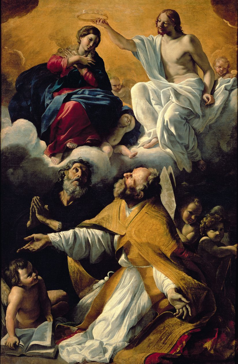 Jungfruns kröning med SS. William av Aquitaine och Augustinus av Giovanni Lanfranco