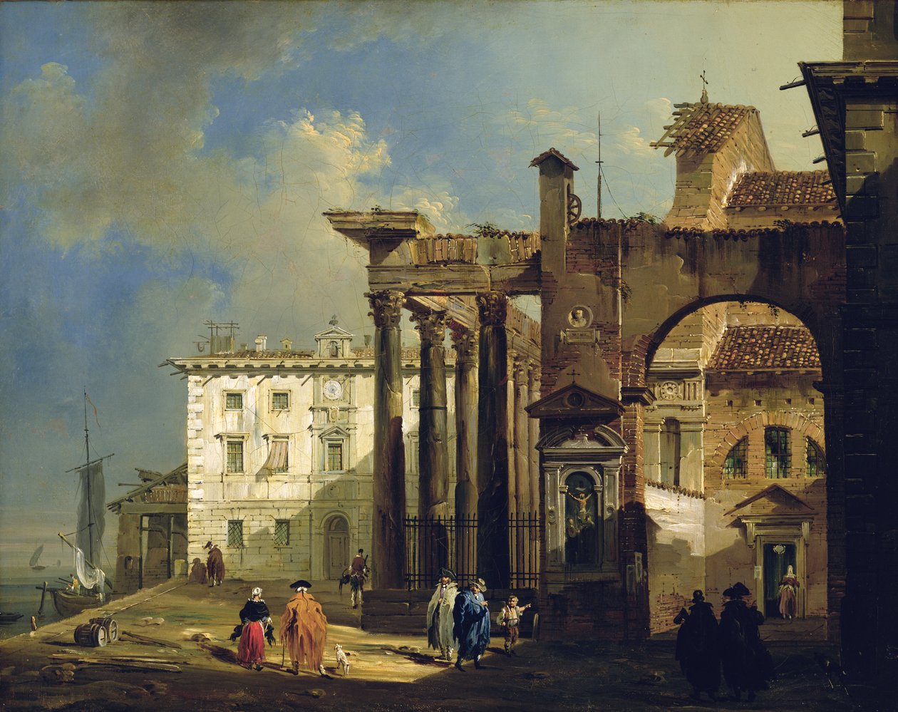 Portiken i kyrkan San Lorenzo i Milano, c.1814 av Giovanni Migliara