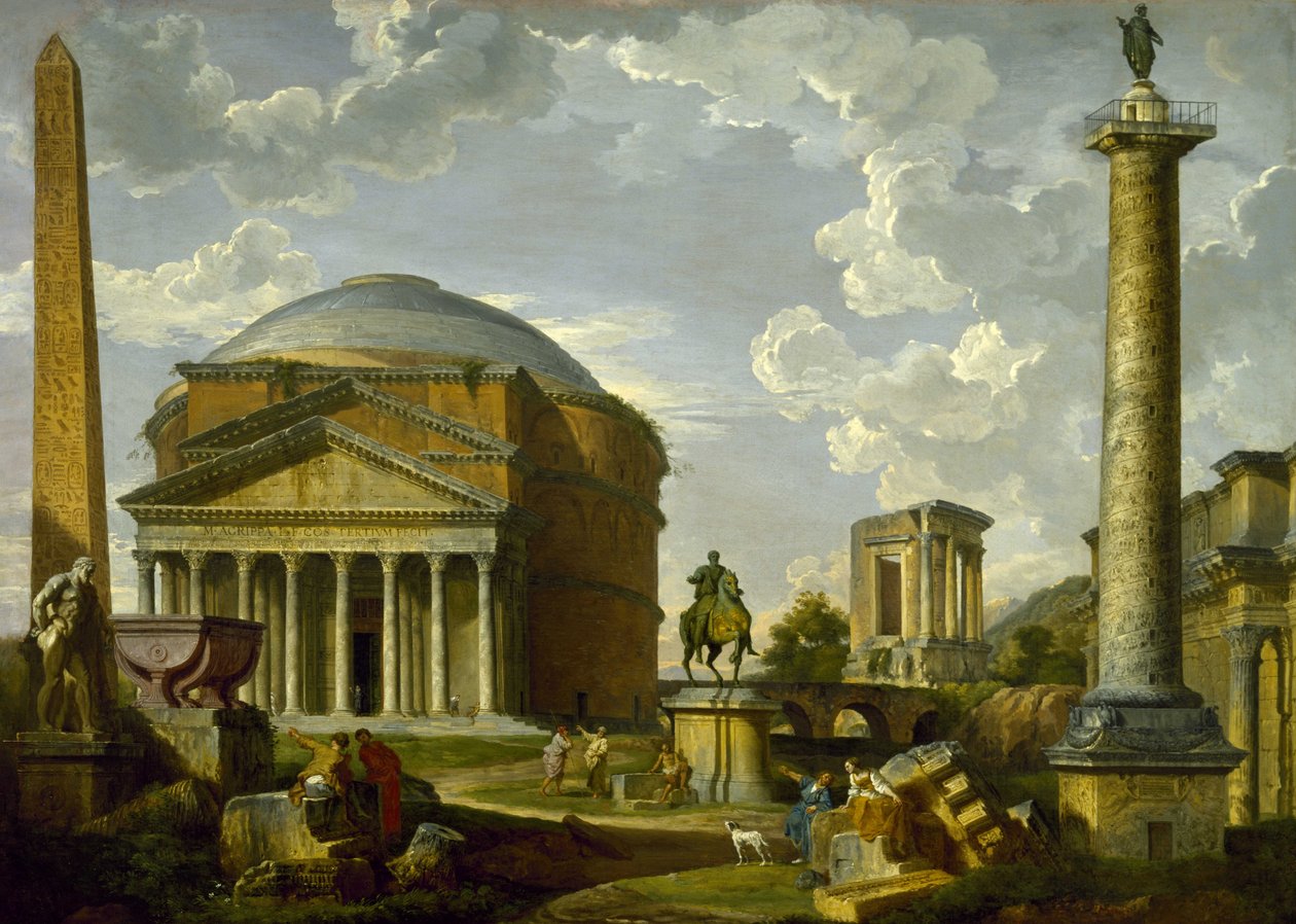 Fantasy View med Pantheon och andra monument i det antika Rom av Giovanni Paolo Pannini