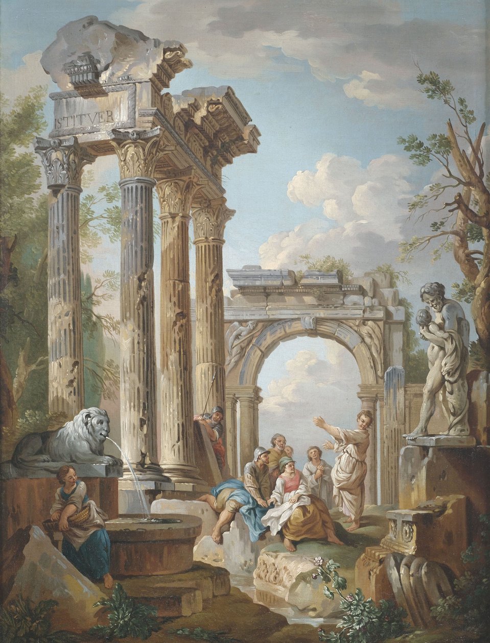 En apostels predikan i romerska ruiner av Giovanni Paolo Pannini