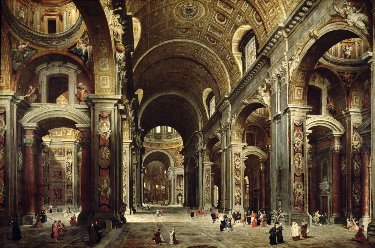 Kardinal Melchior de Polignac (1661-1742) besökte Peterskyrkan i Rom, 1730 av Giovanni Paolo Pannini
