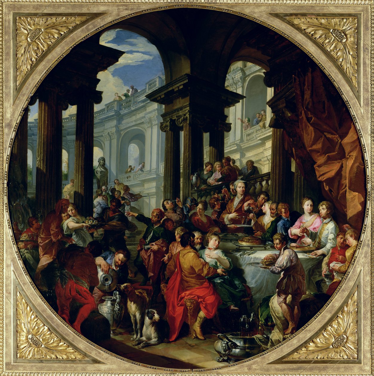 Festmåltid under en jonisk portik, ca 1720-25 av Giovanni Paolo Pannini