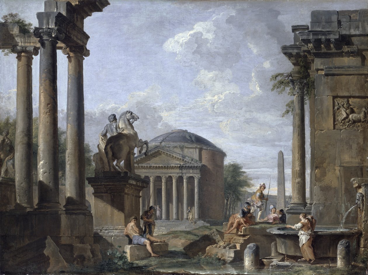 Mandhari na Ruins Roman swed av Giovanni Paolo Pannini