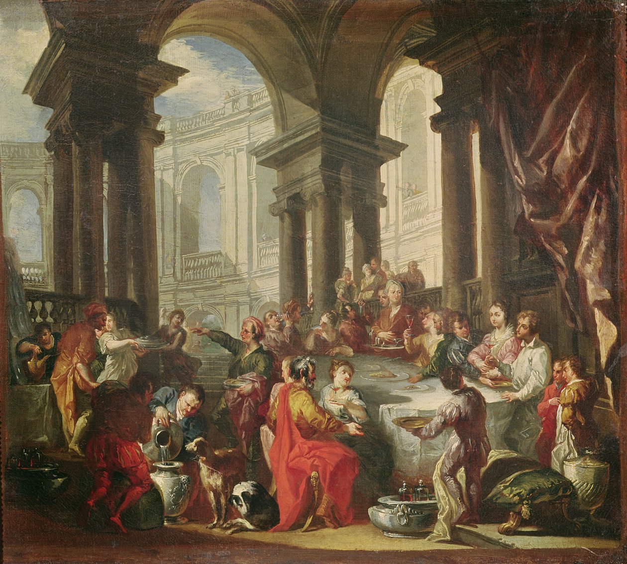 En fest som hölls i en cirkulär portik av Joniska Orden, c.1720-25 av Giovanni Paolo Pannini