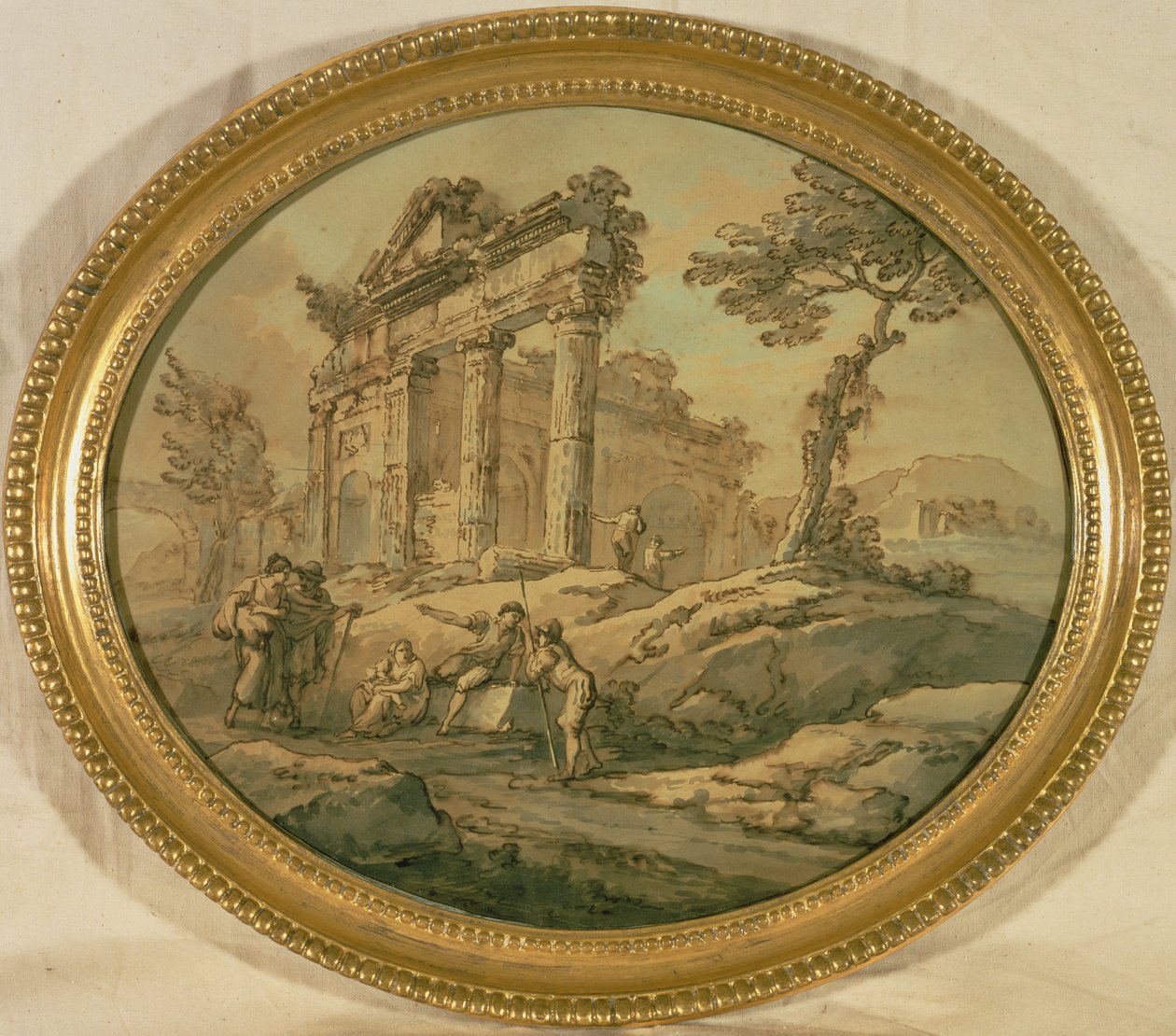 Arkitektoniska ruiner (indisk bläck och penna och sepia på papper) av Giovanni Paolo Pannini