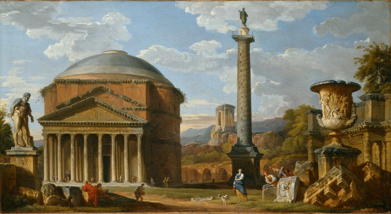 Capriccio av romerska ruiner med Pantheon, 1737 av Giovanni Paolo Pannini