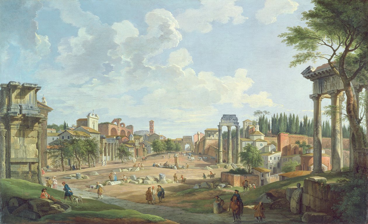 Vy över Forum Romanum, 1747 av Giovanni Paolo Pannini