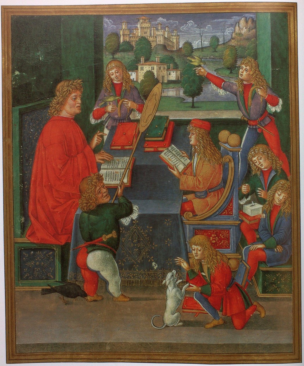 Massimiliano Sforza som elev med sin lärare Gian Antonio Secco av Giovanni Pietro da Birago