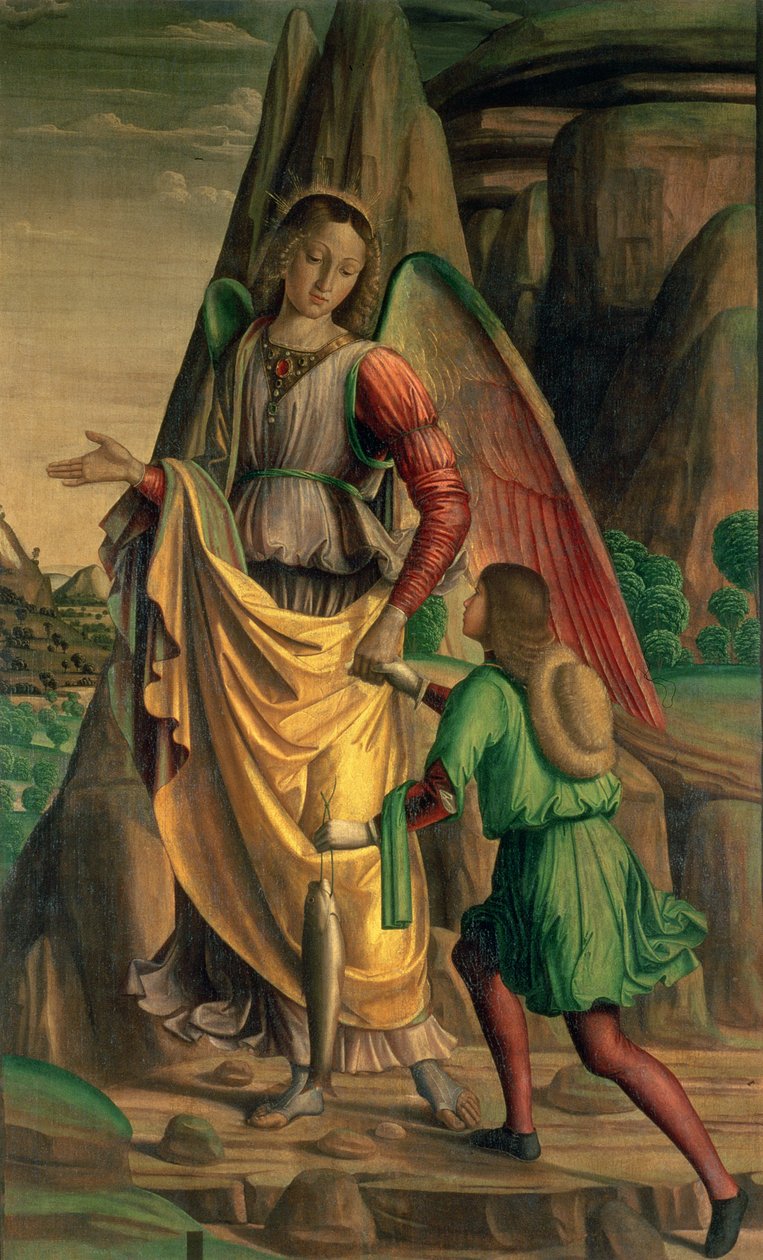 Tobias och ängeln av Giovanni Santi or Sanzio