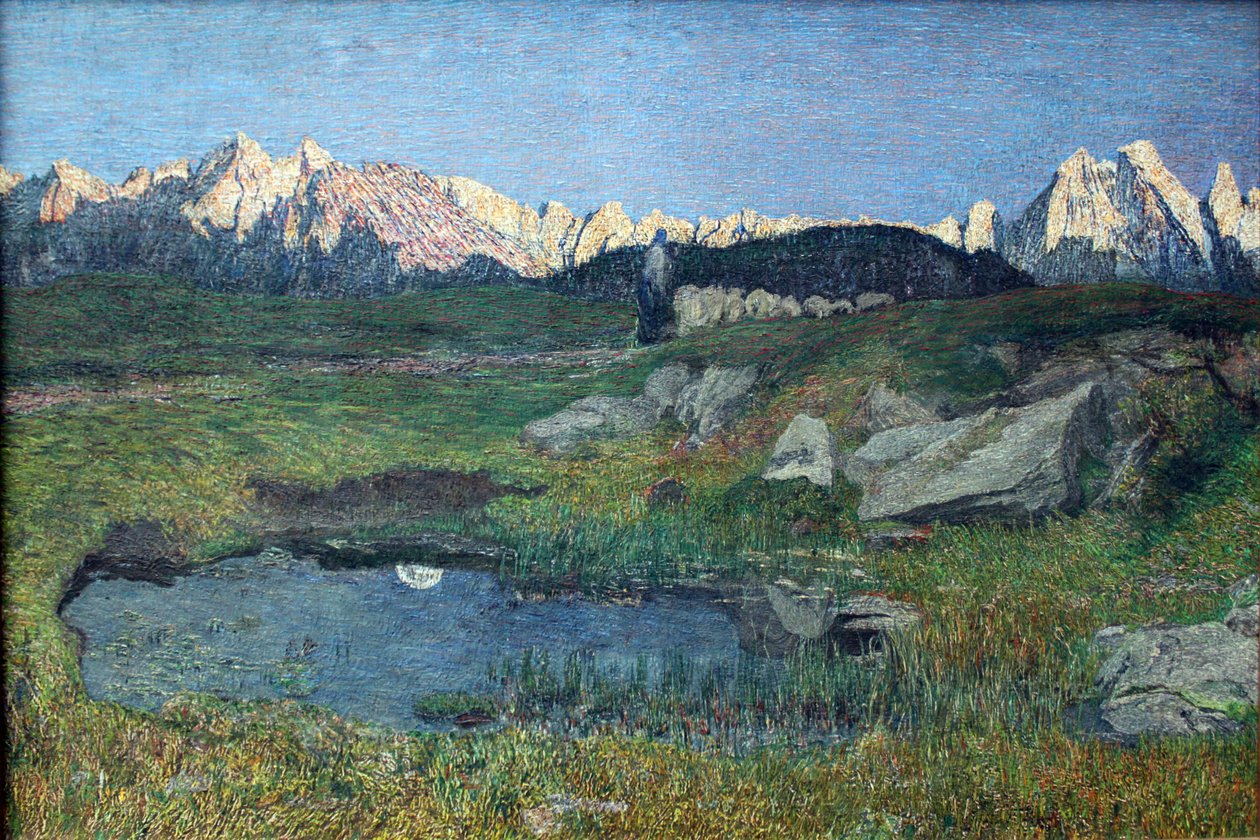 Alpenlandschaft bei Sonnenuntergang av Giovanni Segantini