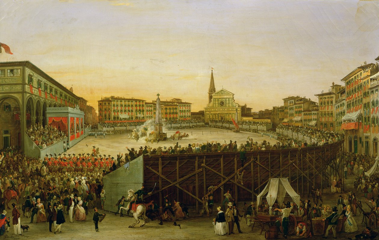 Chariot Race på Piazza Santa Maria Novella i Florens av Giovanni Signorini