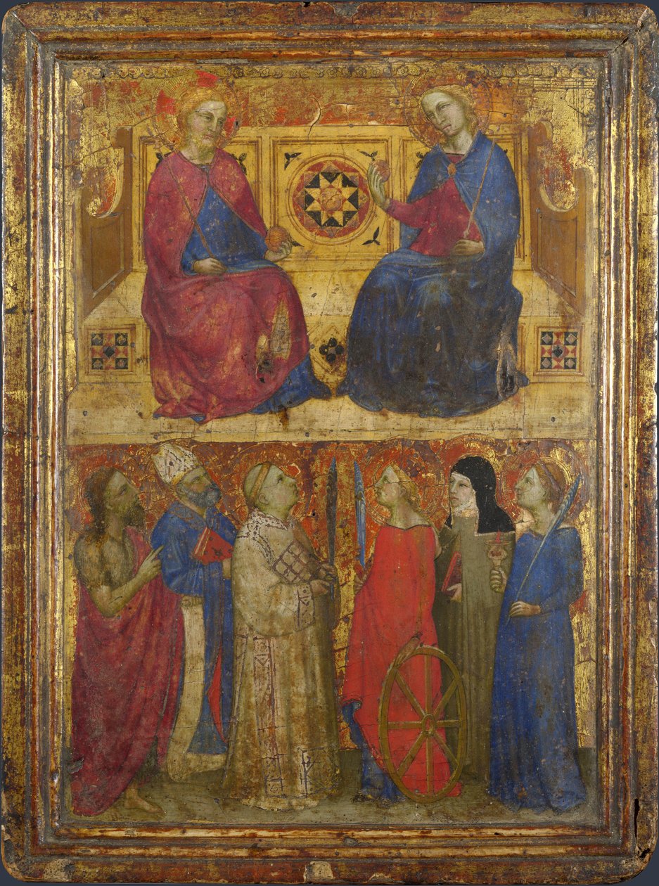 Kristus och Jungfru och sex heliga av Giovanni da Milano