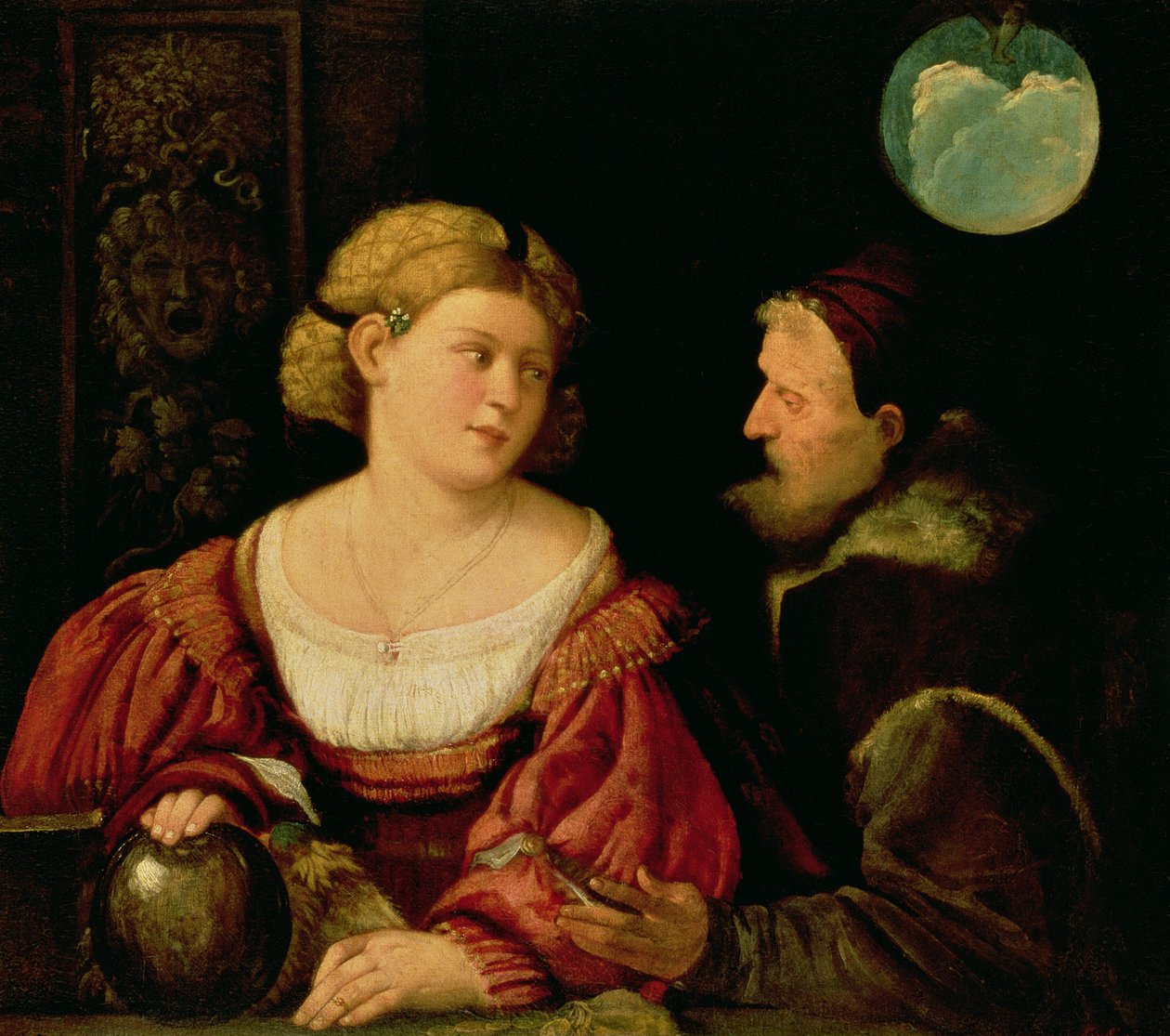 Förförelse (Allegori över ungdom och ålder) c.1515 av Giovanni de Busi Cariani