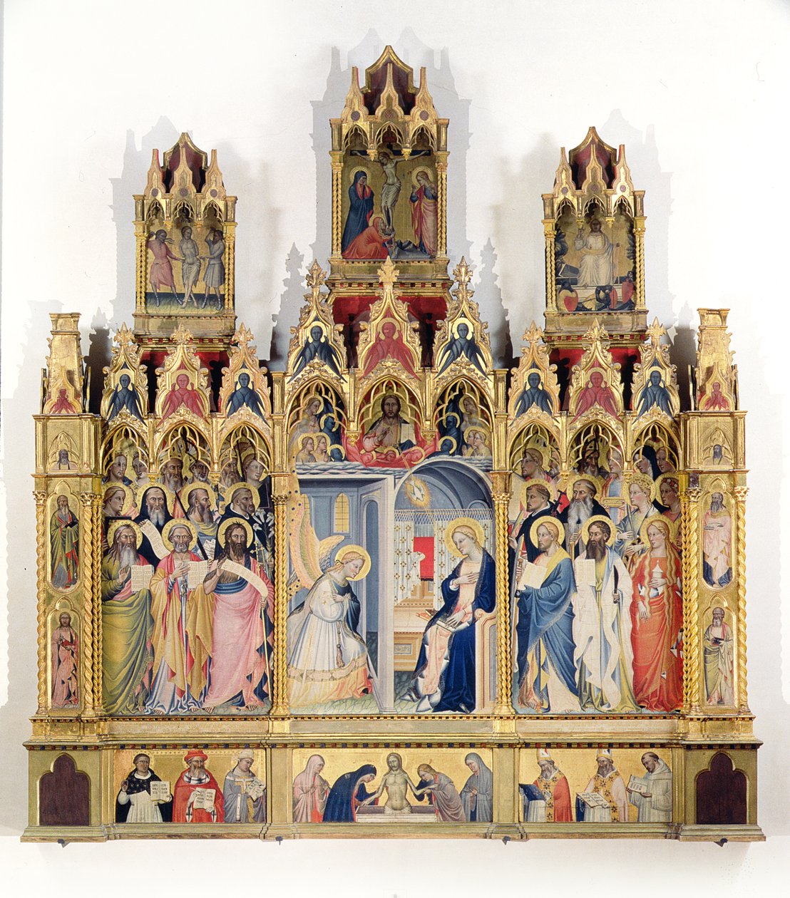 Annonciationen med helgon (tempera på panel) av Giovanni di Niccolo del Biondo