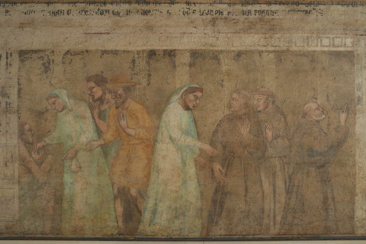 Detalj av gråbrödernas ankomst i Florens fresk av Giovanni di Niccolo del Biondo