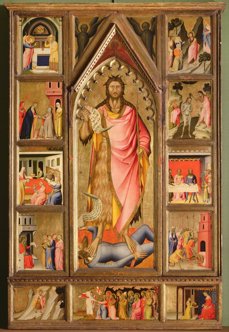 Johannes Döparen och scener ur hans liv (polyptyk) (tempera på trä) av Giovanni di Niccolo del Biondo
