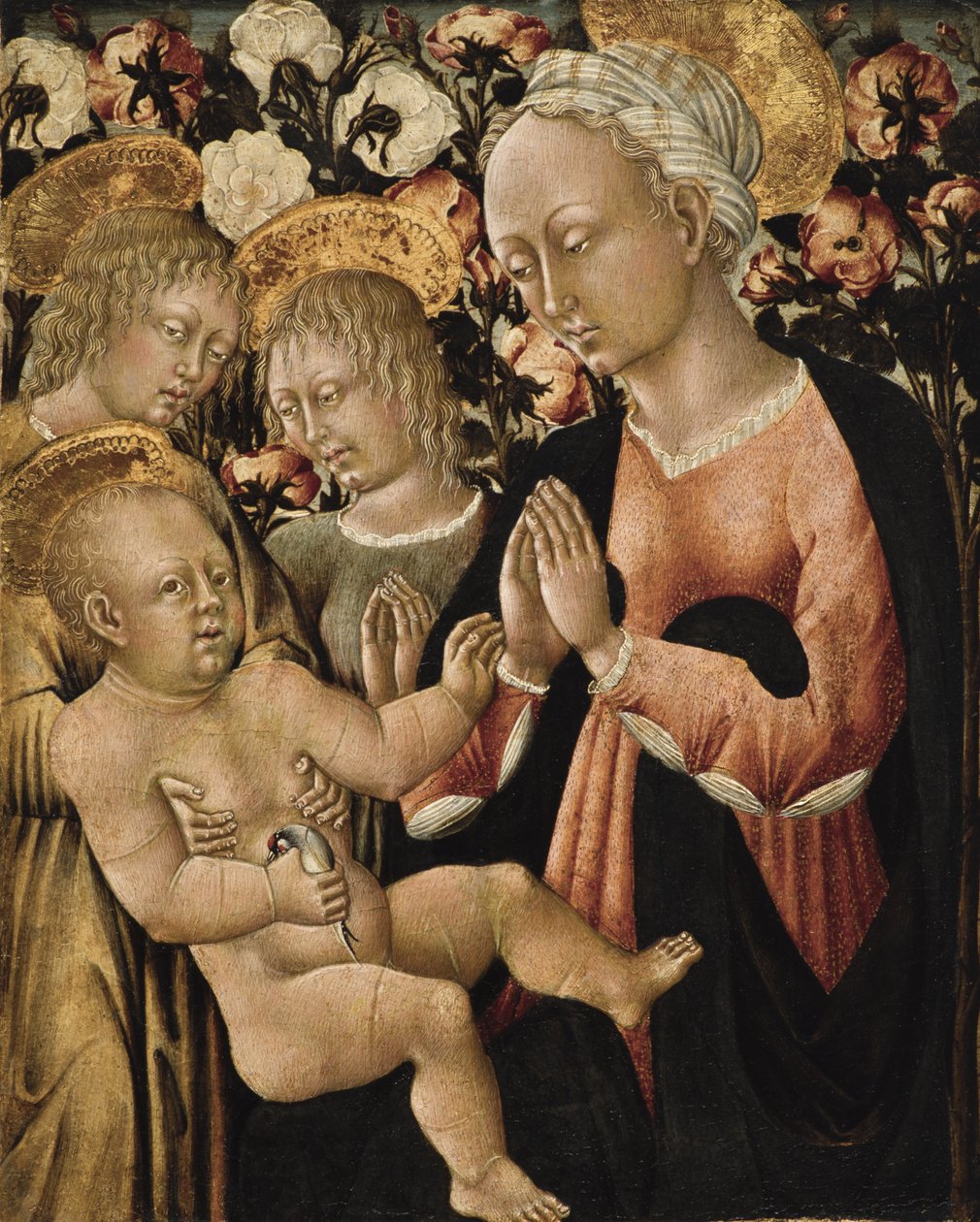 Madonna och barn med änglar, ca 1475 (tempera på panel) av Giovanni di Paolo