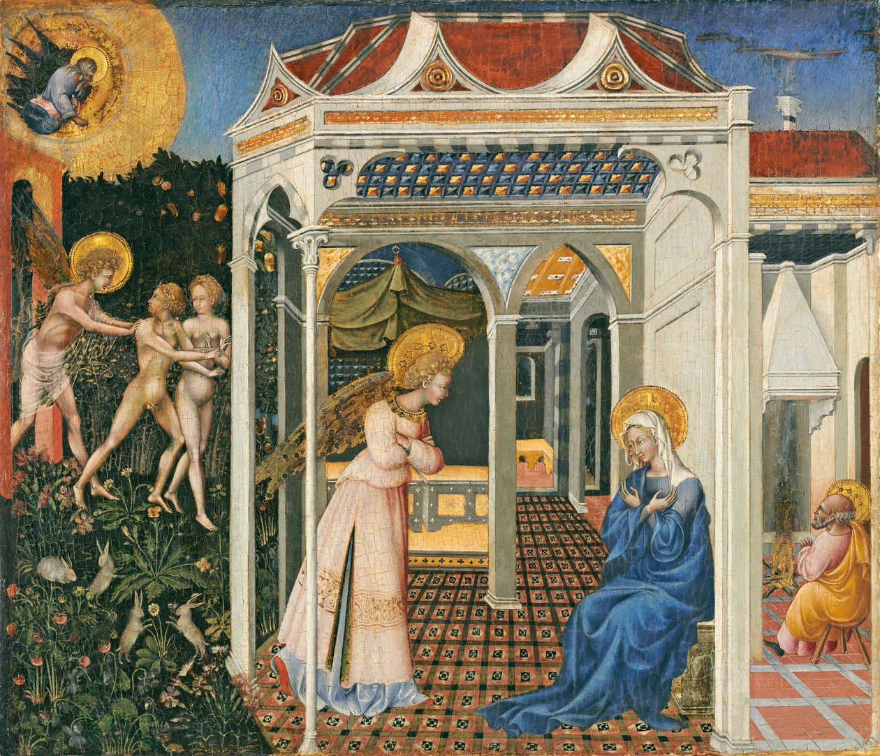 Budbäringen och fördrivningen från paradiset, ca 1435 (tempera på panel) av Giovanni di Paolo