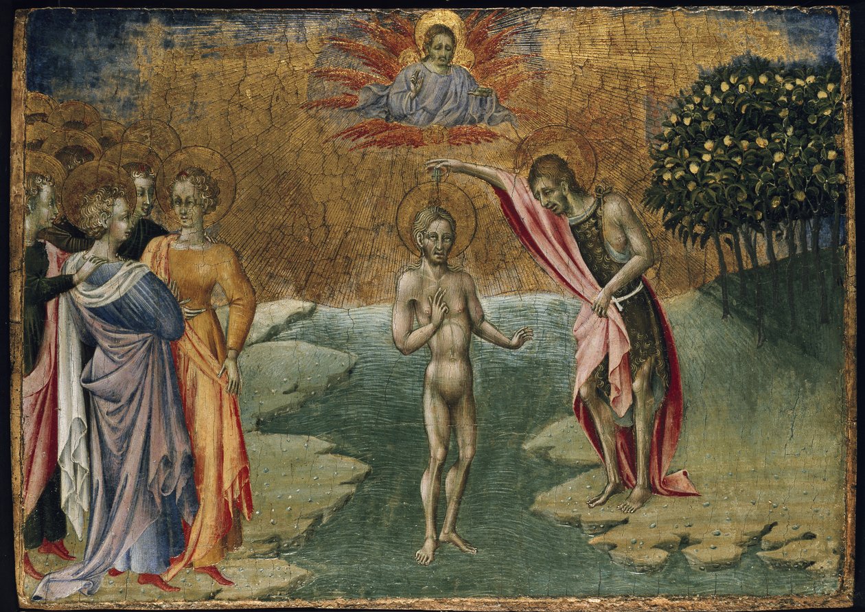 The Baptism of Christ, 1400-talet (tempera på panel) av Giovanni di Paolo