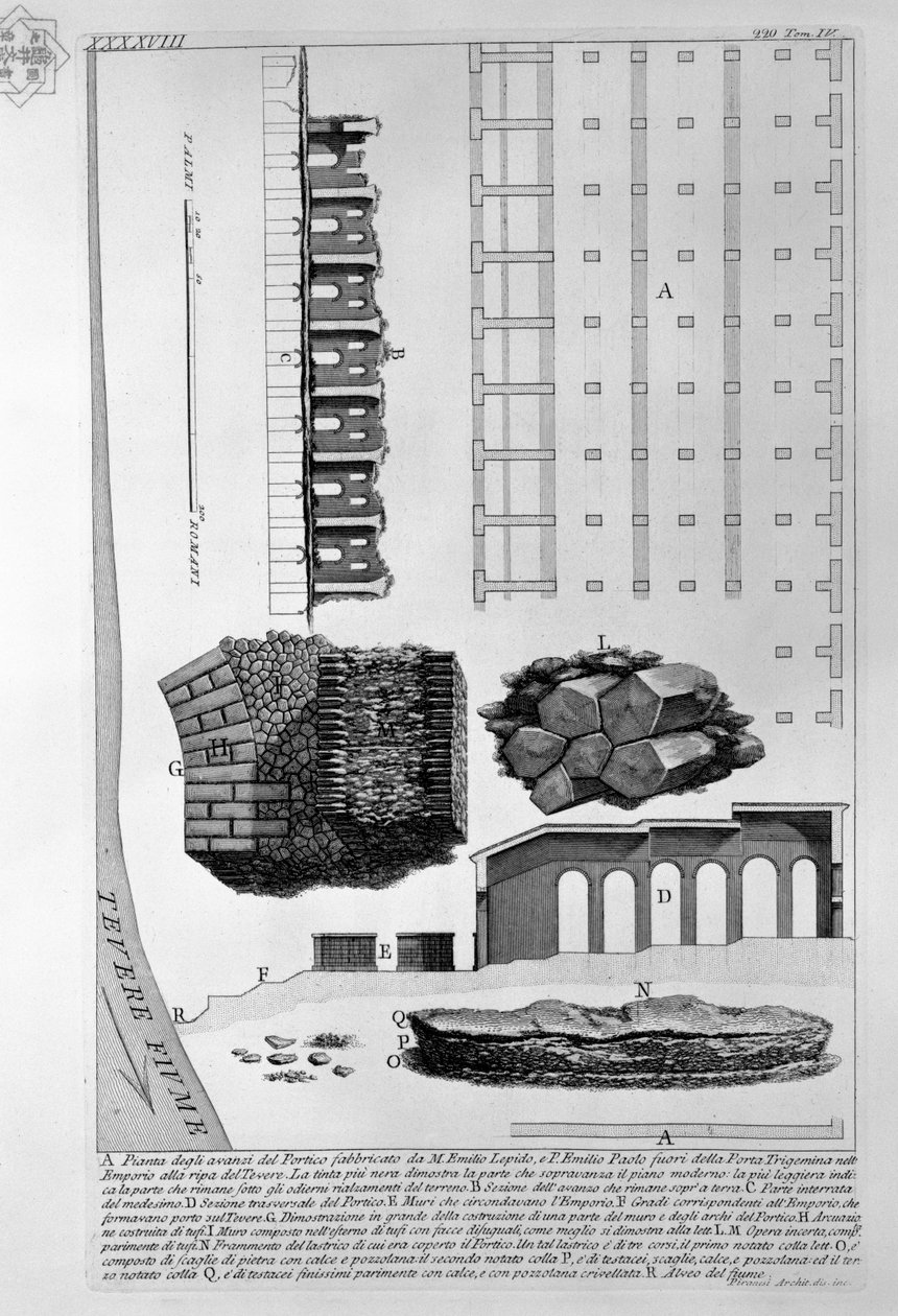 Dimostrazione degli avanzi del Portico fabbricato da M. Emilio Lepido e P. Emilio Paolo fuori della Porta Trigemina nell