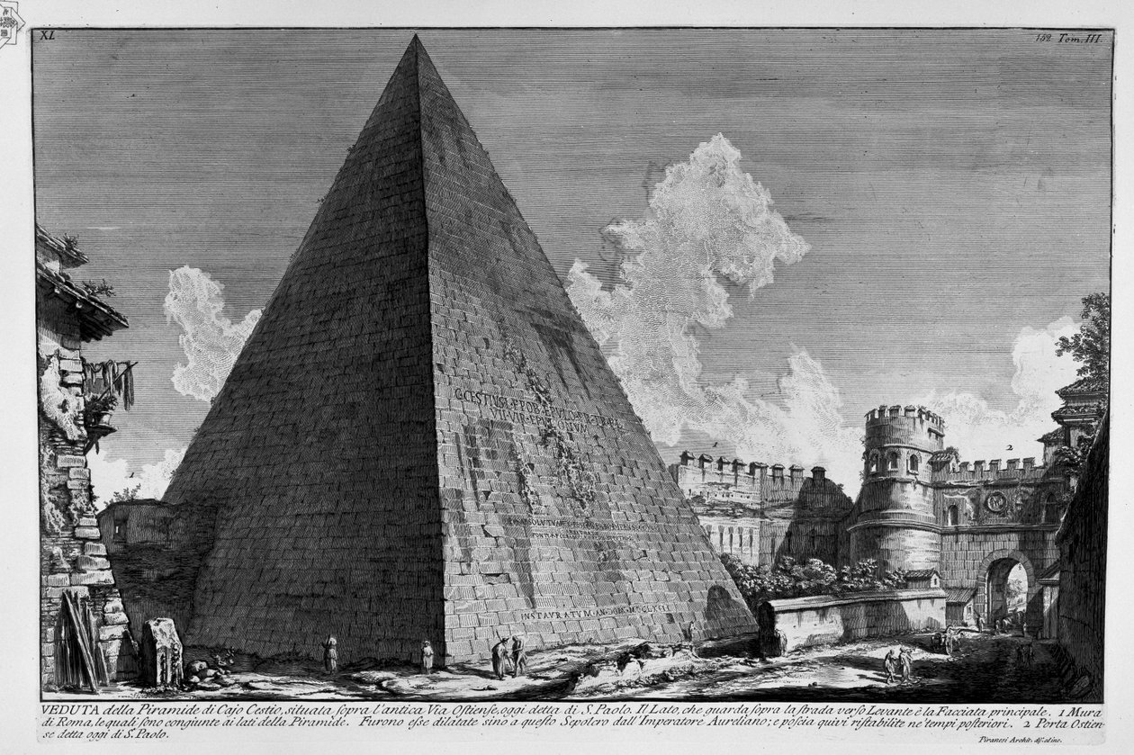 Pyramid of Caius Cestius av Giovanni Battista Piranesi