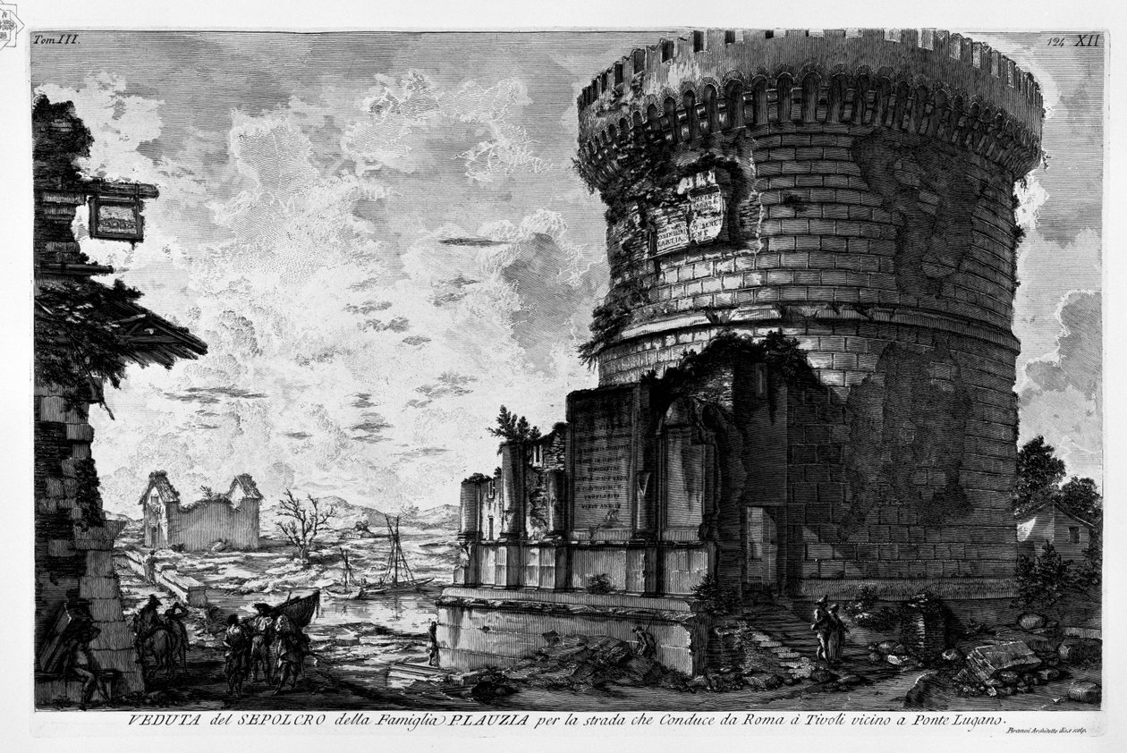 Via Appia, Sepolcro della Famiglia Plauzia in Ponte Lucano av Giovanni Battista Piranesi