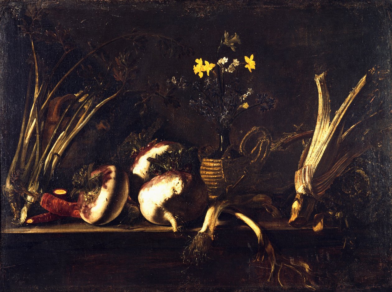Stilleben med grönsaker, av Giovan Battista Ruoppolo (1629-1693) av Giovanni Battista Ruoppolo or Ruopolo