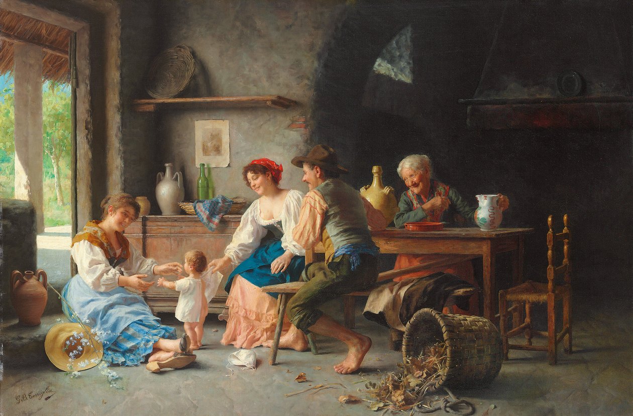 Första stegen (olja på duk) av Giovanni Battista Torriglia