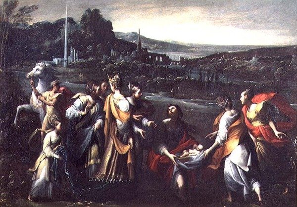 Fyndet av Moses (olja på duk) av Giovanni Donducci