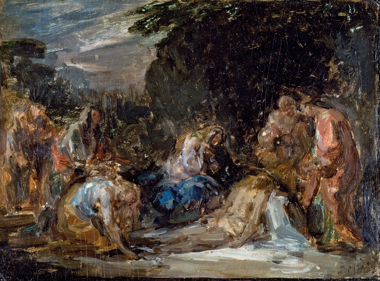 Deposition, av Giovanni Carnovali kallad Piccio (1804-1873), olja på bräda, 21x29 cm av Giovanni Carnovali
