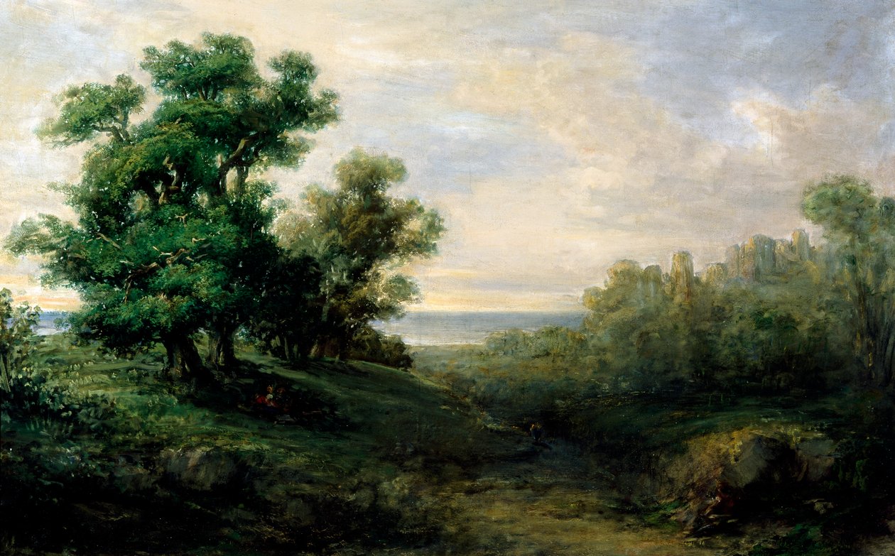 Landskap, av Giovanni Carnovali eller Carnevali, känd som Piccio (1804-1873) av Giovanni Carnovali