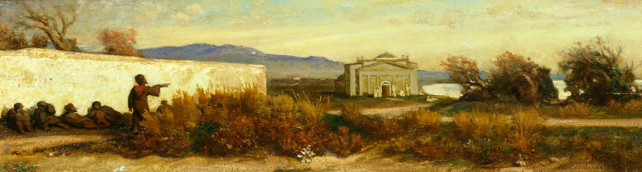 Turkar nära ett tempel, av Giovanni, känd som Nino Costa (1826-1903). av Giovanni Costa