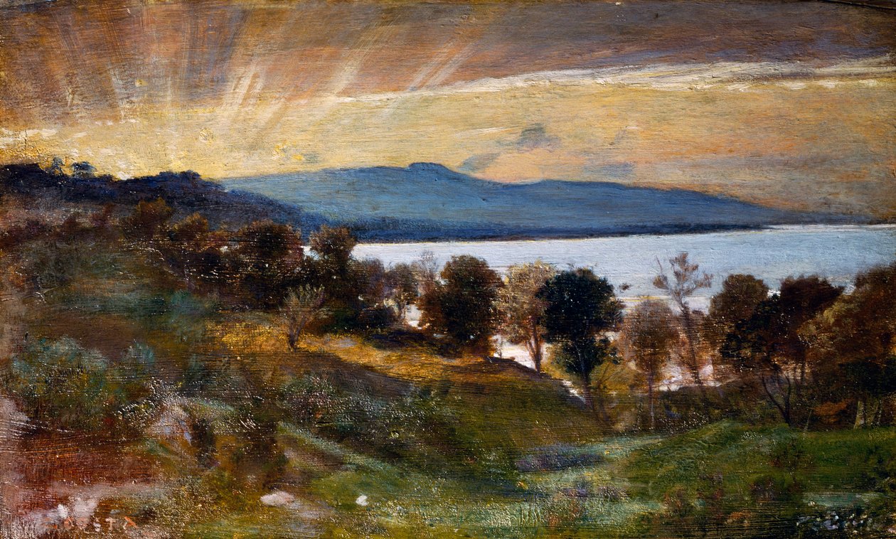 Landskap med soleffekt, målning av Nino Costa (1826-1903), Italien av Giovanni Costa