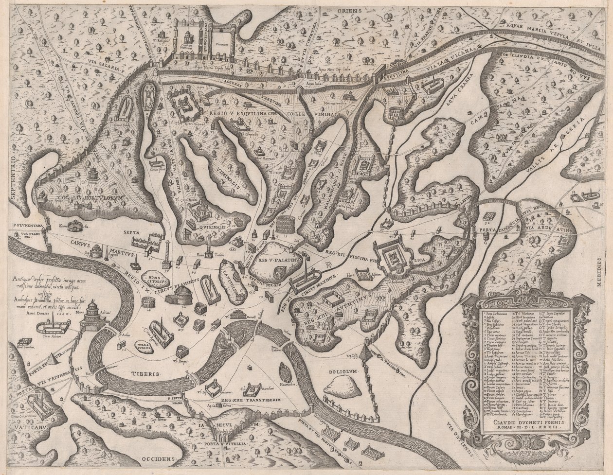 Mirror of Roman Magnificence: Antika Rom och dess kullar, från väster, 1582., 1582. av Giovanni Ambrogio Brambilla