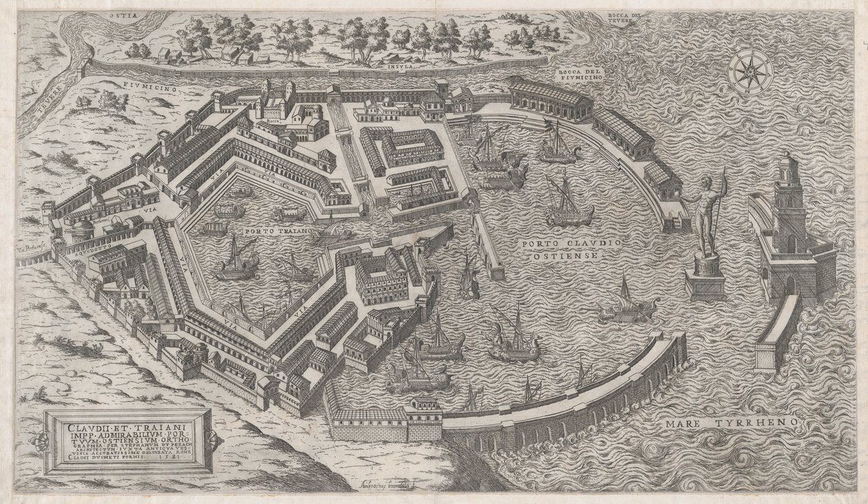 Mirror of Roman Magnificence: Port of Rome, 1581., 1581. av Giovanni Ambrogio Brambilla