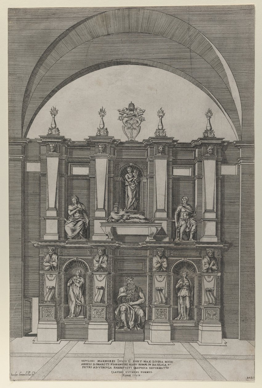 Mirror of Roman Magnificence: Julius II:s grav, 1582., 1582. av Giovanni Ambrogio Brambilla