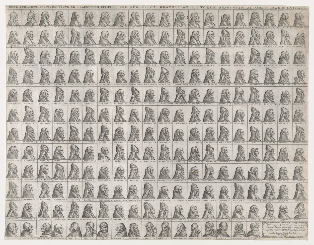 Speculum Romanae Magnificentiae: Små porträtt av påvarna från Kristus till Sixtus V, 1585., 1585. av Giovanni Ambrogio Brambilla