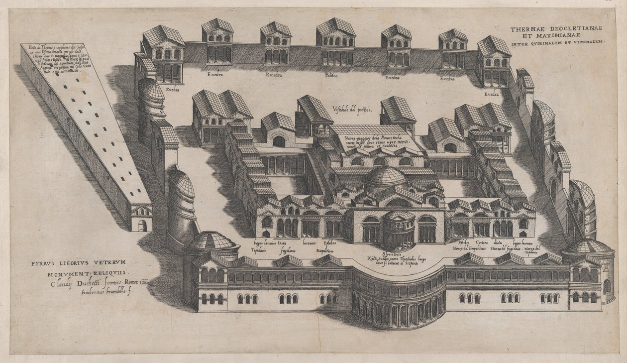 Mirror of Roman Magnificence: The Baths of Diocletianus, 1582., 1582. av Giovanni Ambrogio Brambilla
