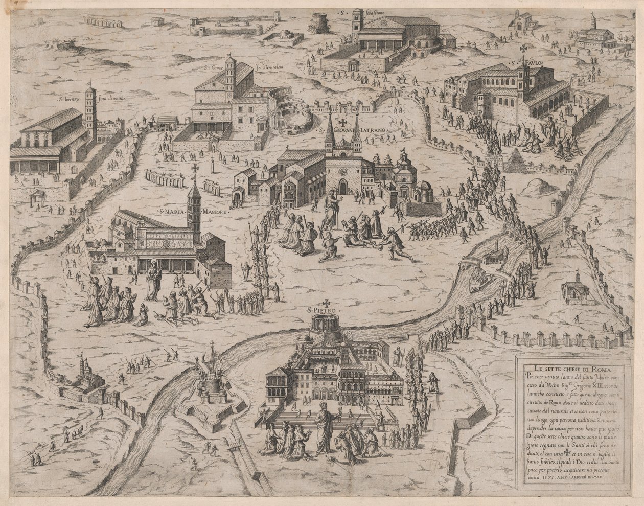 Mirror of Roman Magnificence: De sju kyrkorna i Rom Le Sette Chiese di Roma, 1575., 1575. av Giovanni Ambrogio Brambilla.