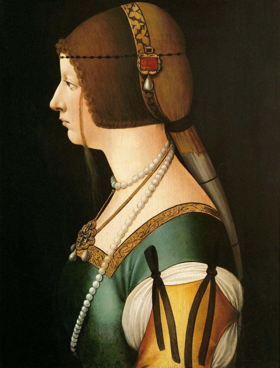 Porträtt av Bianca Maria Sforza 1472-1510, den andra hustru till Maximilian I, den helige romerske kejsaren, 14 av Giovanni Ambrogio de Predis