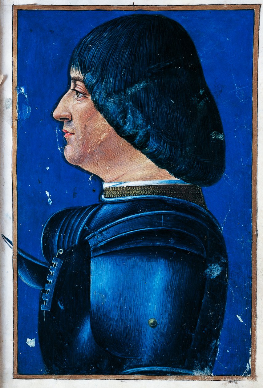 Porträtt av Ludovico Maria Sforza, Moro (Vigevano av Giovanni Ambrogio de Predis