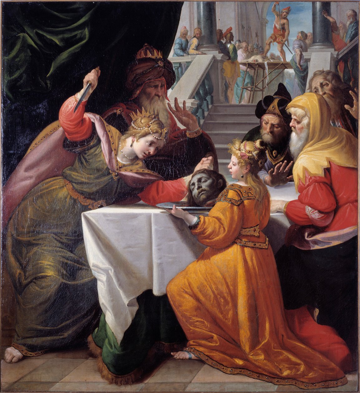 Salome med Johannes Baptists huvud på en silverplatta Målning av Giovanni Andrea Ansaldo (1584-1638) 1630 ungefär Genes, Musei di Strada Nuova (ex Palazzo Bianco) av Giovanni Andrea Ansaldo