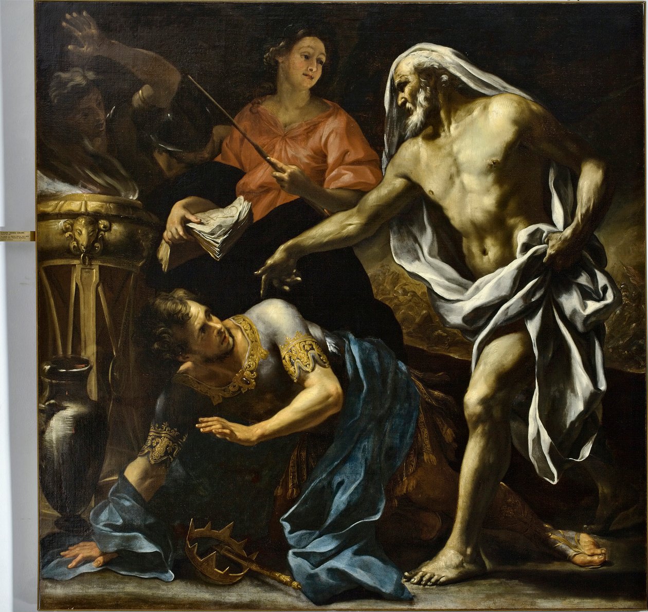 Trollkarlen från Endor frammanar för Saul profeten Samuels skugga (olja på duk) av Giovanni Andrea Carlone