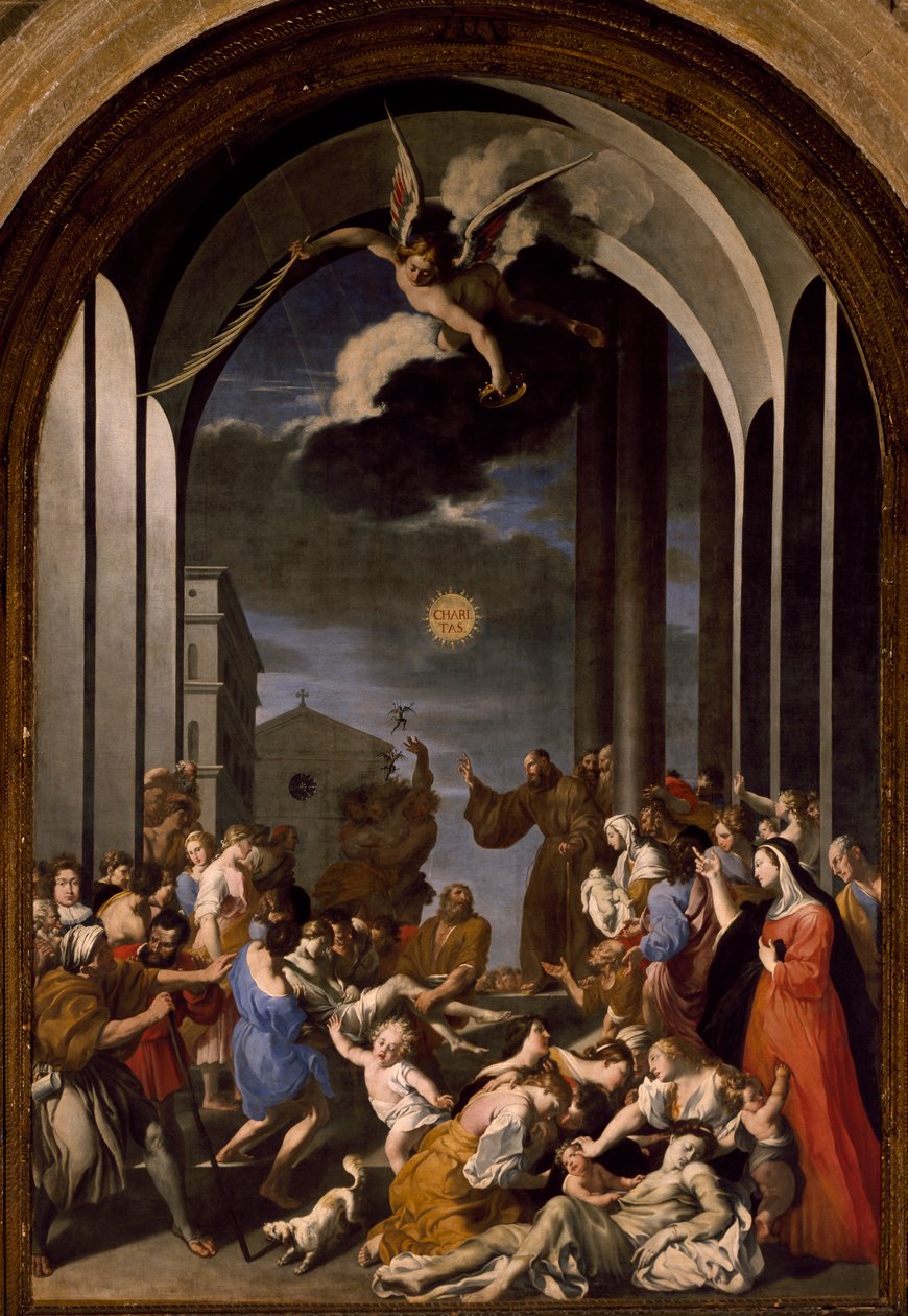 St Francis av Paolas mirakel av Giovanni Andrea Coppola (1597-1659), St Agata-katedralen, Gallipoli, Italien av Giovanni Andrea Coppola
