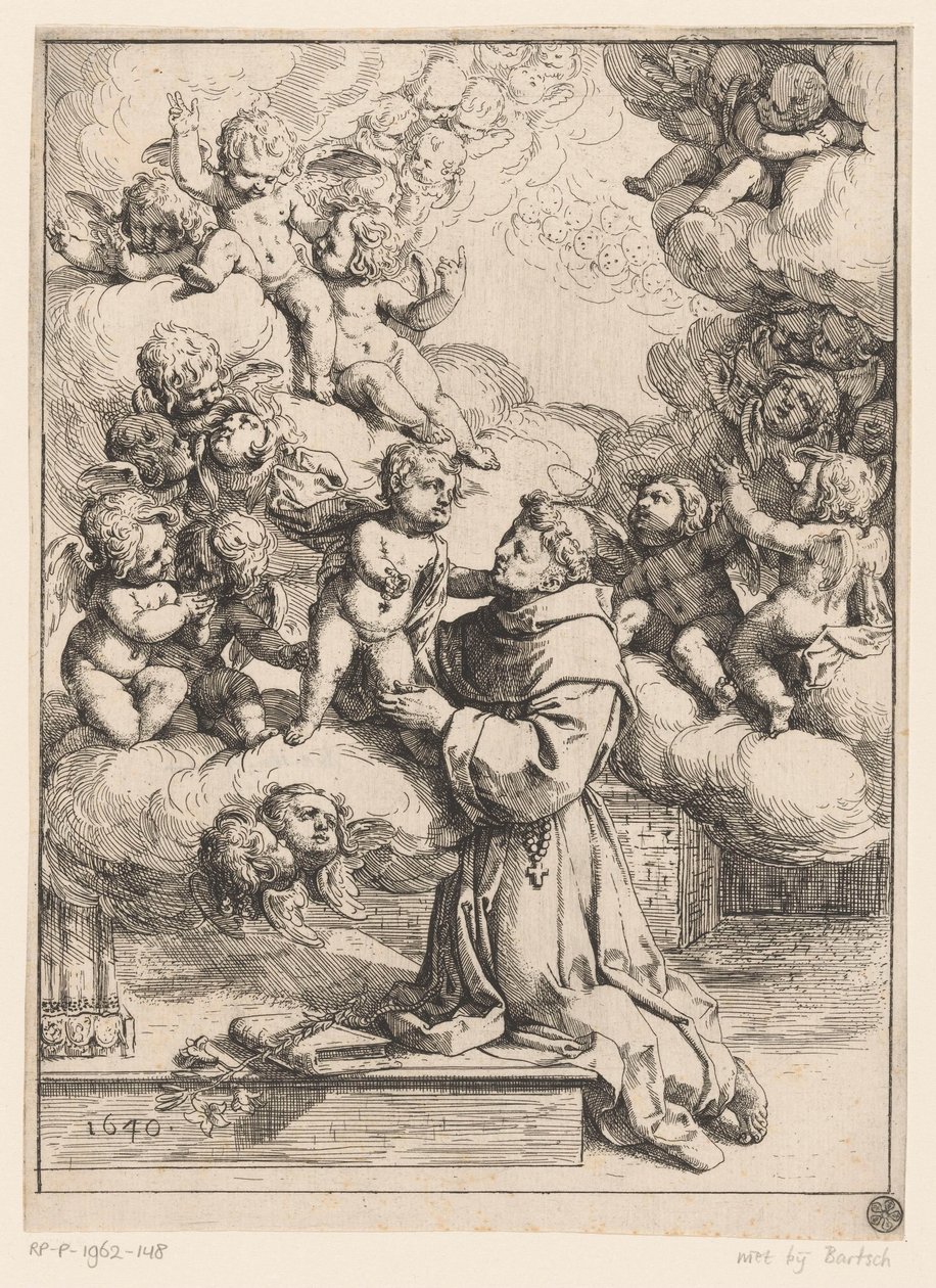 Sankt Antonius av Padua med Kristusbarnet av Giovanni Andrea Podestà (attributed to)