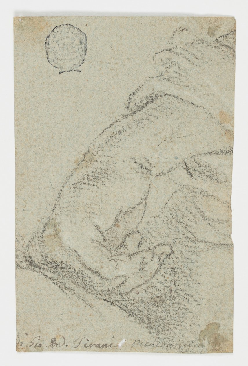 Teckning, studie: En vänsterhand i lutande ställning, ca 1650 av Giovanni Andrea Sirani