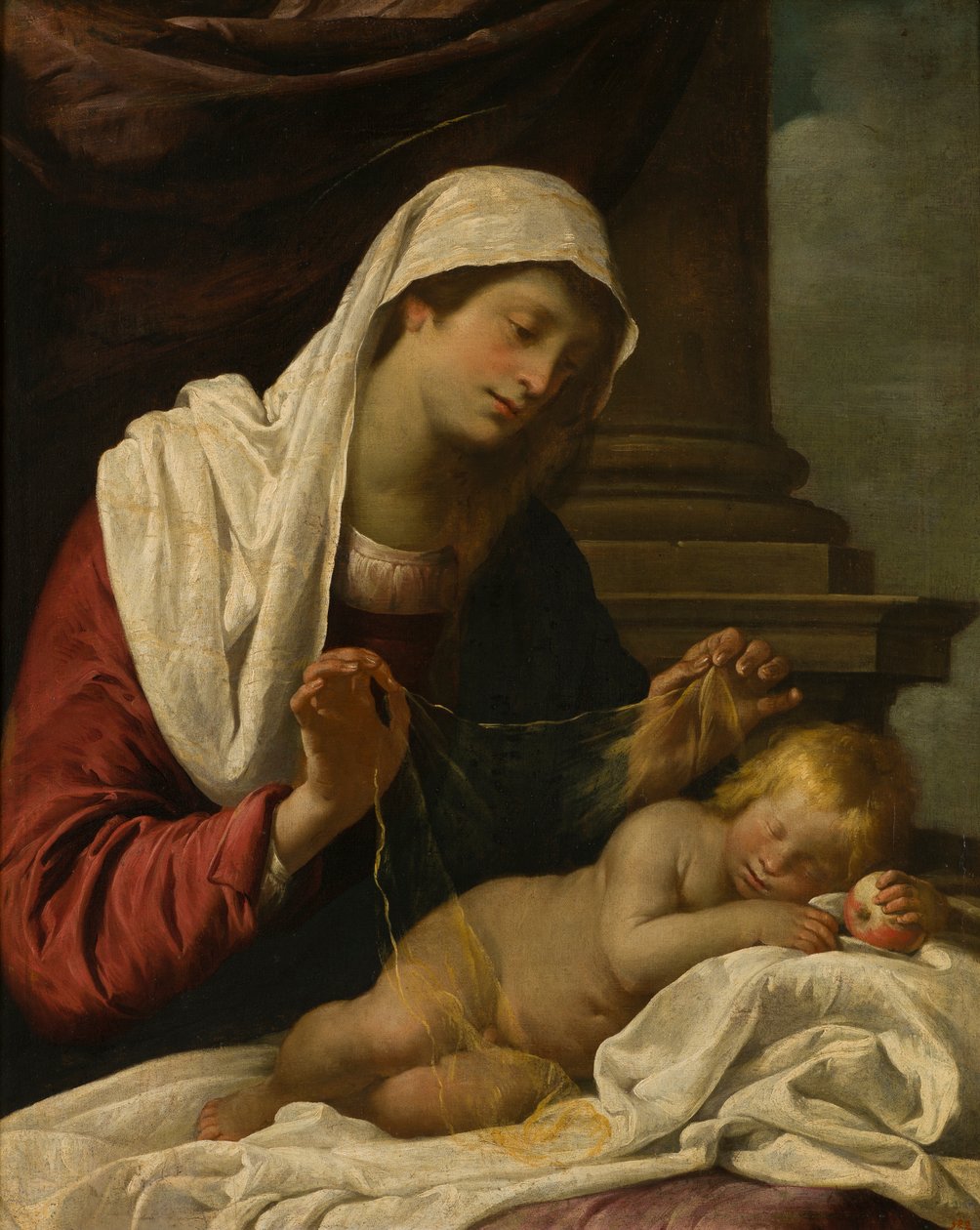 Madonnan med sovande barn, ca 1618-69 (olja på duk) av Giovanni Andrea di (attr. to) Ferrari